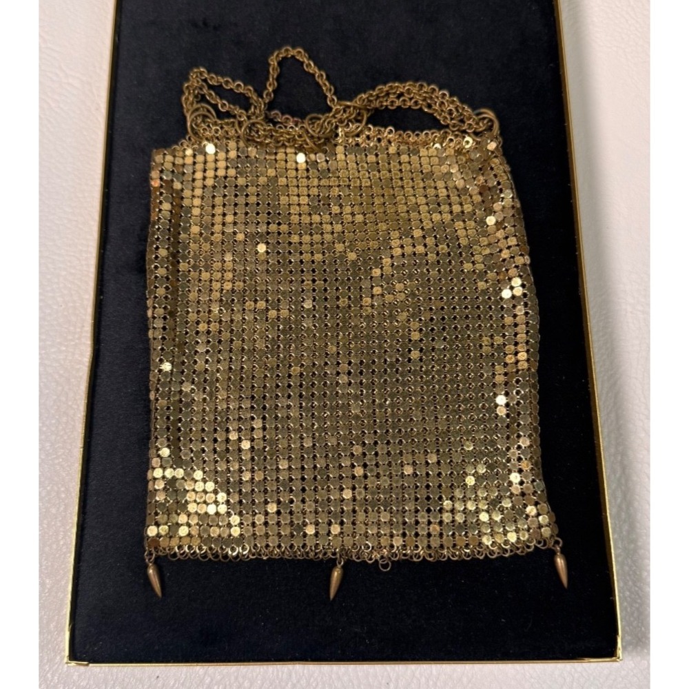 Vintage Gold Mesh Evening Purse – 5x4" Unbranded, No Lining, Vtg Wear